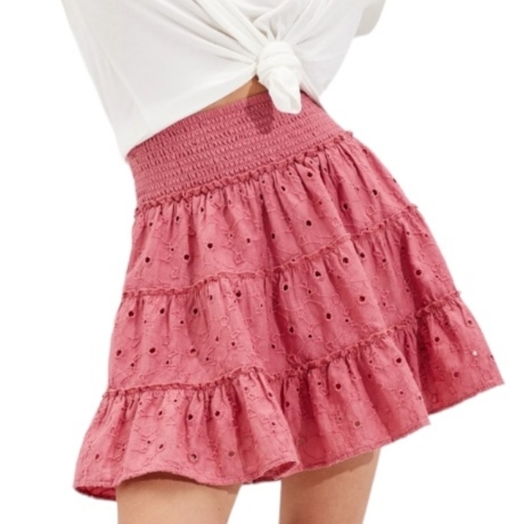 AEO - Smock Embroidery Ruffle Mini Skirt - Picture 9 of 9